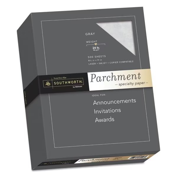 Paper, Parchment, 24No, Gray, PK500, Southworth, Mfr#: 974C